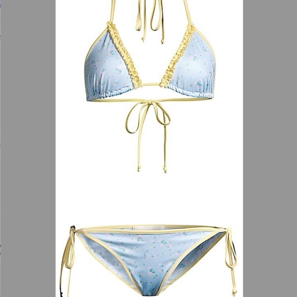 LoveShackFancy Other - LOVESHACKFANCY BLUE FLORAL HARBOR BIKINI - SIZE S